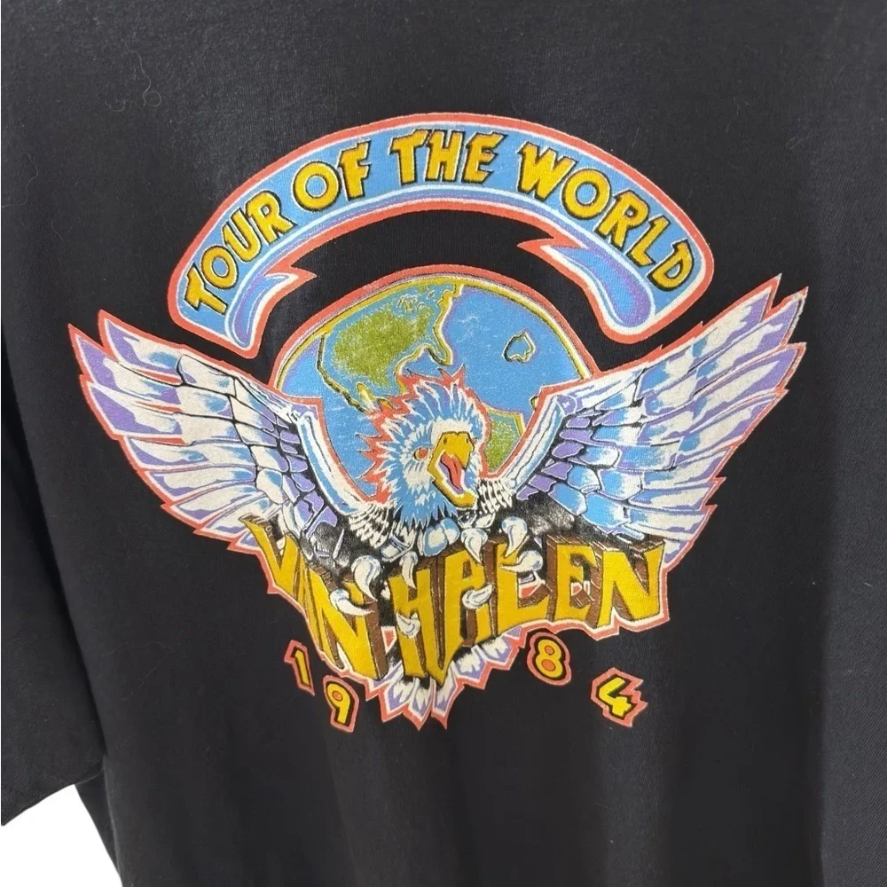 Van Halen Tour Of The World 1984 Size2XL Black Reproduction T-Shirt 100%cotton - Picture 3 of 4